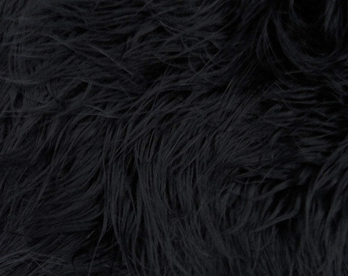 Mongolian Faux Fur Fabric by the Yard Black