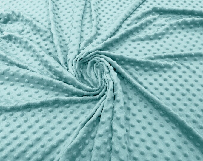 Icy Blue 58" Wide 100%  Polyester Minky Dimple Dot Soft Cuddle Fabric SEW Craft Sold by Yard.