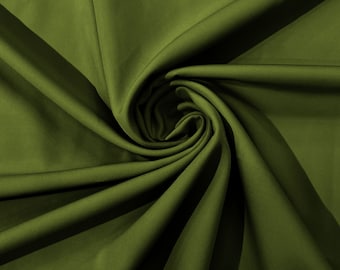 Olive Green Dull 4 Way Stretch Crepe Fabric/Medium Crepe-Bridal Fabric/Apparel Fabric/Polyester Crepe-Spandex/