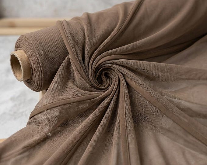 Dark Nude Stretch Power Mesh Fabric 60” Wide | Sheer Nylon Spandex Mesh by Yard | Shapewear, Lingerie & Dancewear Fabric