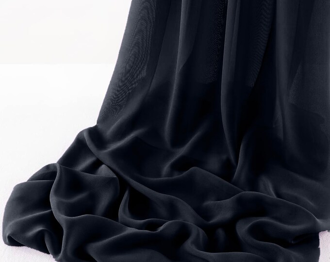 Dark Navy Blue - Wool Dobby Chiffon Sheer Table Runner for Wedding, Decorations for Birthday Parties, Banquets, Engagements.