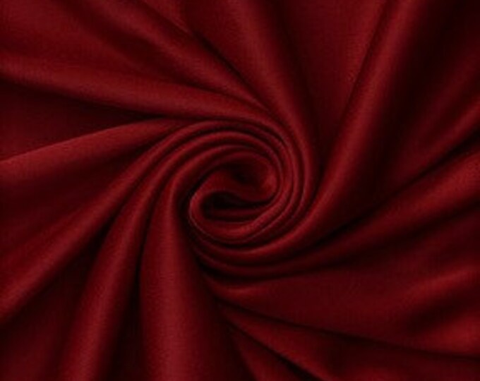 Dark Red Polyester Knit Interlock Mechanical Stretch Fabric 58"/60"/Draping Tent Fabric. Sold By The Yard.