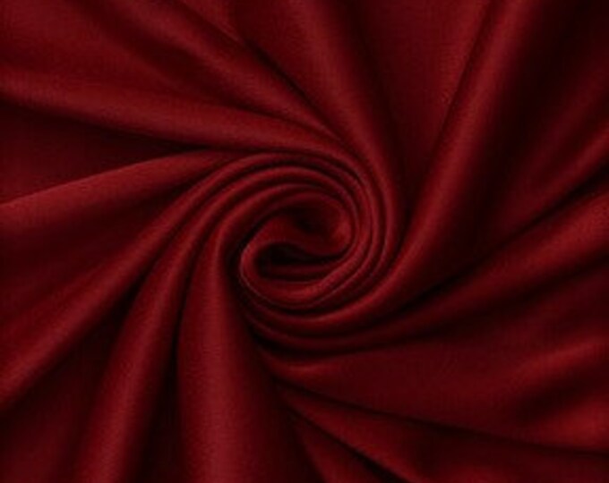 Dark Red Polyester Knit Interlock Mechanical Stretch Fabric 58"/60"/Draping Tent Fabric. Sold By The Yard.