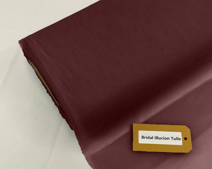 Burgundy - Bridal Illusion Tulle 108"Wide X 50 Yards Polyester Premium Tulle Fabric Bolt, By The Roll.