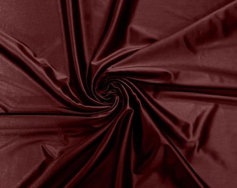 Burgundy Deluxe Shiny Polyester Spandex Fabric Stretch 58" Wide Sold by The Yard