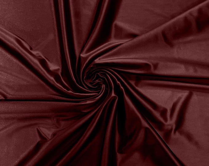 Burgundy Deluxe Shiny Polyester Spandex Fabric Stretch 58" Wide Sold by The Yard