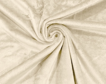 Ivory Minky Smooth Soft Solid Plush Faux Fake Fur Fabric Polyester- Sold by the yard.