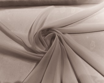 Light Taupe 5 Yards 60" Wide Sheer Fabric Chiffon Fabric by The Yard Continuous Solid Color Draping Fabric for Wedding Party Easter Backdrop