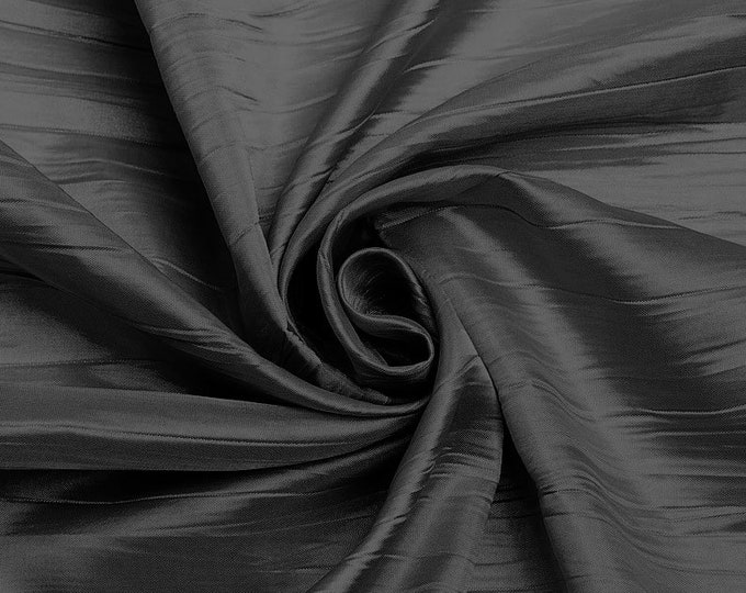 Gray - Crushed Taffeta Fabric - 54" Width - Creased Clothing Decorations Crafts - Sold By The Yard