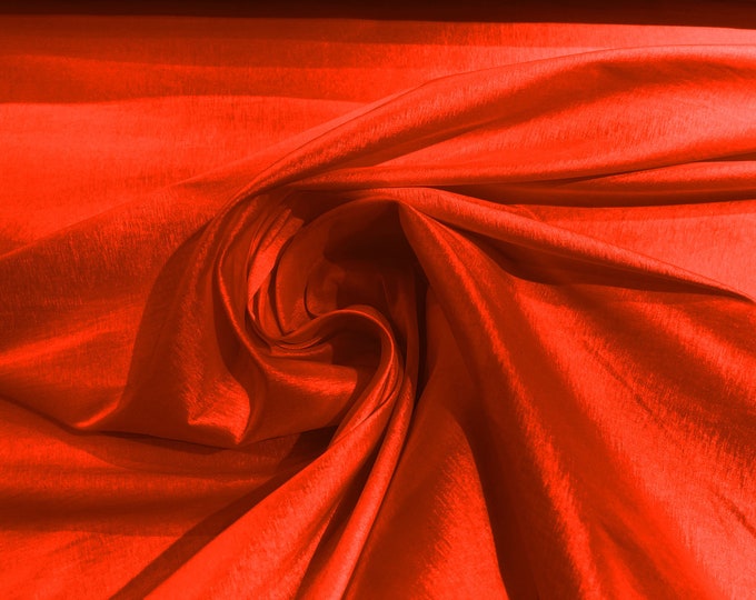 Tomato Red 58" Wide Medium Weight Stretch Two Tone Taffeta Fabric, Stretch Fabric For Bridal Dress Clothing Custom Wedding Gown, New Colors