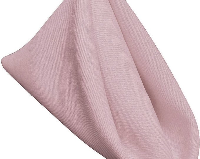 18 x 18 Inches Polyester Poplin Decorative Table Napkins, Party Supply - Pack of 12- Blush Pink