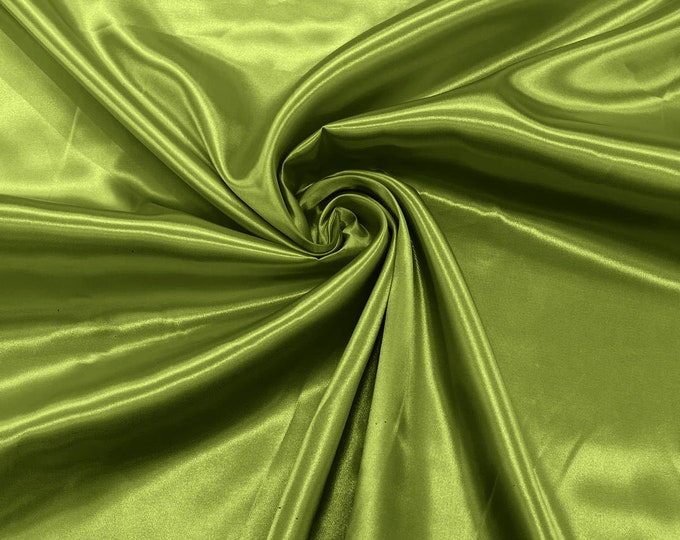 Avocado Shiny Charmeuse Satin Fabric for Wedding Dress/Crafts Costumes/58” Wide /Silky Satin