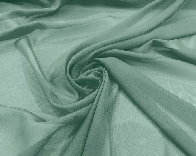 Sea Foam 5 Yards 60" Wide Sheer Fabric Chiffon Fabric by The Yard Continuous Solid Color Draping Fabric for Wedding Party Easter Backdrop