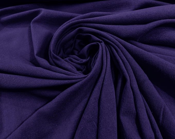 Purple Cotton Gauze Fabric 100% Cotton 48/50" inches Wide Crinkled Lightweight Sold by The Yard.