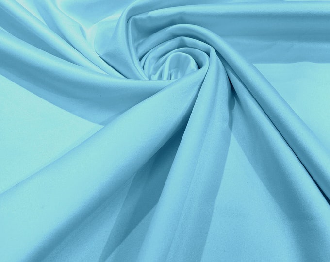 Aqua Blue Matte Stretch Lamour Satin Fabric 58" Wide/Sold By The Yard. New Colors