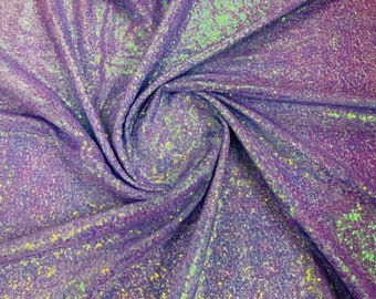 Lavender iridescent mermaid fish scales-mini glitz sequins embroider on a 2 way stretch mesh fabric-sold by the yard-