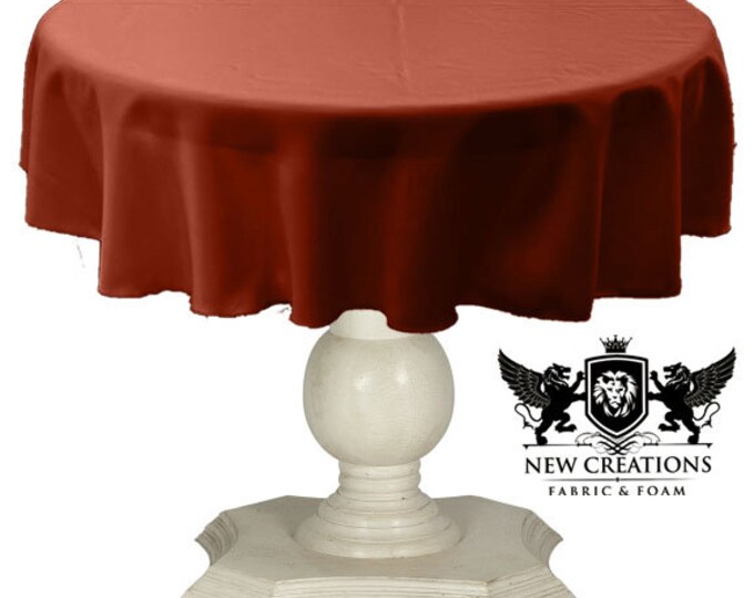 Rust Tablecloth Solid Dull Bridal Satin Overlay for Small Coffee Table Seamless.