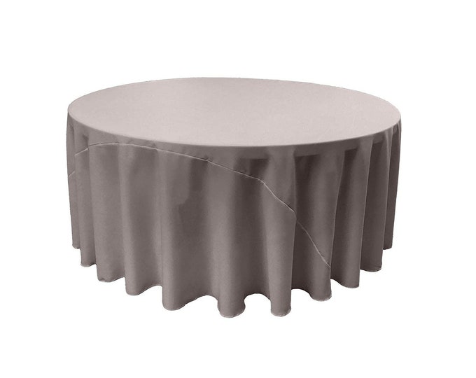 Light Silver - Solid Round Polyester Poplin Tablecloth With Seamless.