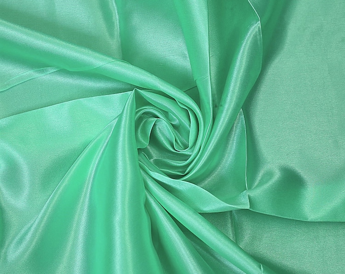 Mint Green Charmeuse Bridal Solid Satin Fabric for Wedding Dress Fashion Crafts Costumes Decorations Silky Satin 58” Wide Sold By The Yard