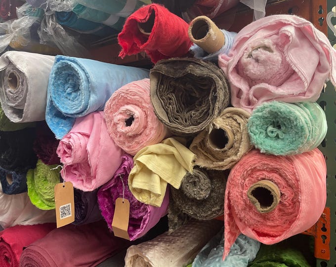 58" Wide Minky Swirl Rose Blossom Ball Rosebud Plush Fur Fabric Polyester