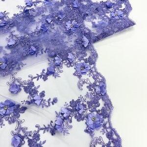 3D Floral Design Embroider and Beaded With Rhinestones on a Mesh Lace-Prom-Fashion-Sold by Yard. Gold main image 1