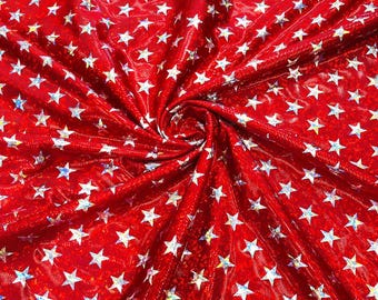 Brocken Glass Star Spandex, by The Yard. (Red/White)