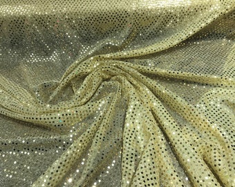 Gold 44/45" Wide Faux Sequin Light weight Knit Fabric Shiny Dot Confetti for Sewing Costumes Apparel Crafts Sold by The Yard.