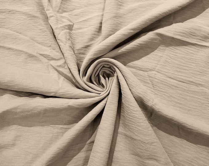 Beige Air Flow Polyester Fabric for Dresses, 2 way stretch, Tops, Bottoms, Shawl, Scarf, Costumes, Crafts.