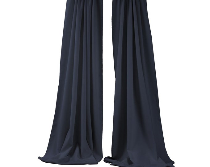 Navy Blue 2 Panels Backdrop Drape, All Sizes Available in Polyester Poplin, Party Supplies Curtains.