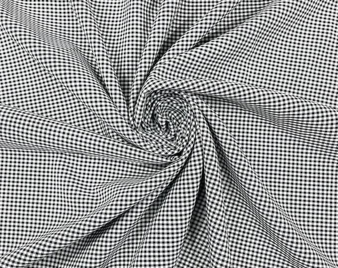 Black Gingham 1/8” Squares, Polyester Checkered Fabric- Sold by the yard