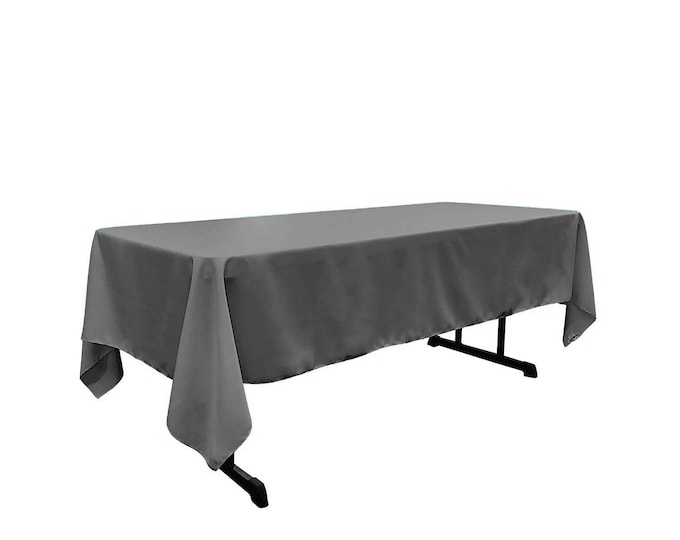 Grey - Rectangular Polyester Poplin Tablecloth / Party supply.