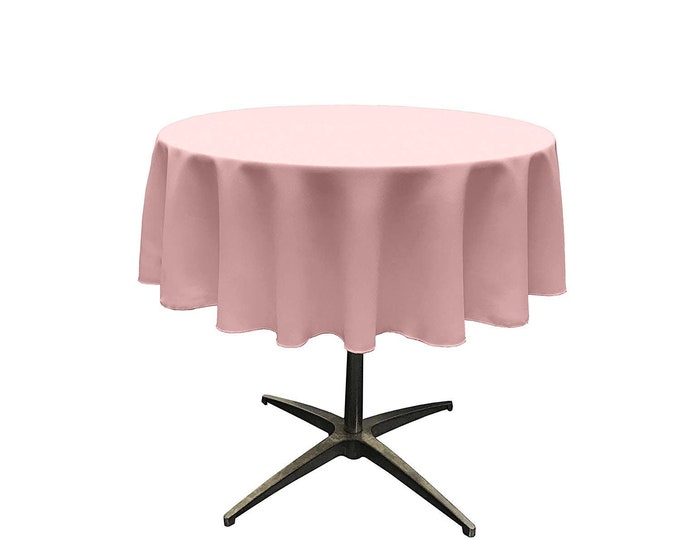 Blush Pink - Solid Round Polyester Poplin Tablecloth Seamless.