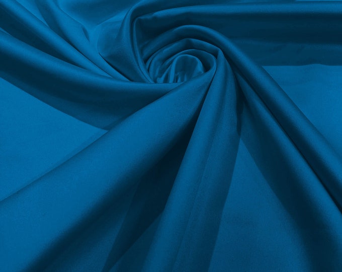 Turquoise Blue - Matte L'Amour Satin (Peau de Soie) Duchess Fabric Bridesmaid Dress 58"-60" Wide/Costume/wedding.