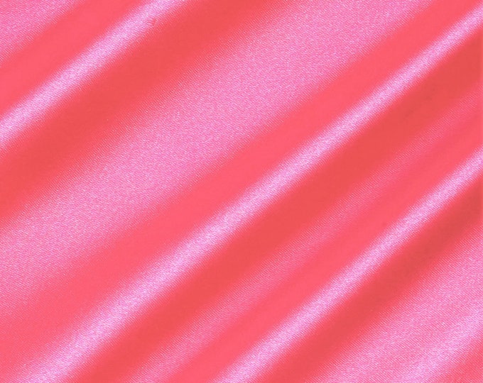 Candy Pink 58-59" Wide - 96 percent Polyester, 4% Spandex Light Weight Silky Stretch Charmeuse Satin Fabric by The Yard.