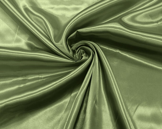 Sage Green - Shiny Charmeuse Satin Fabric for Wedding Dress/Crafts Costumes/58” Wide /Silky Satin