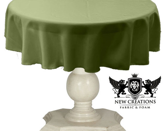 Sage Green Tablecloth Solid Dull Bridal Satin Overlay for Small Coffee Table Seamless.