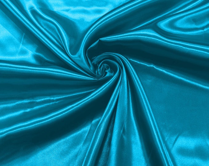 Chinese Turquoise Shiny Charmeuse Satin Fabric for Wedding Dress/Crafts Costumes/58” Wide /Silky Satin