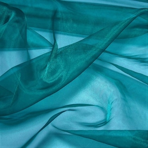 Teal Green 58/60&quot; Wide 100% Polyester Soft Light Weight, Sheer, See Through Crystal Organza Fabric Sold By The Yard.