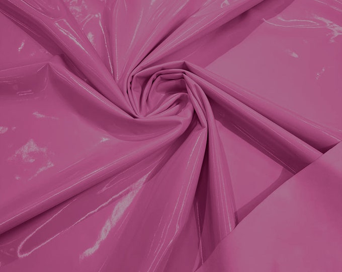 Spandex Shiny Vinyl Fabric (Latex Stretch) - Sold By The Yard - Candy Pink