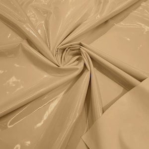 Spandex Shiny Vinyl Fabric (Latex Stretch) - Sold By The Yard - Tan