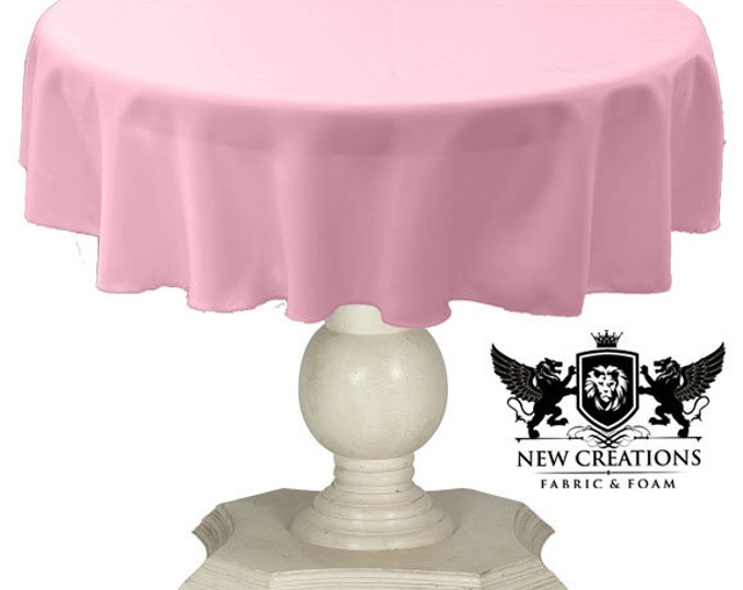 Pink Tablecloth Solid Dull Bridal Satin Overlay for Small Coffee Table Seamless.