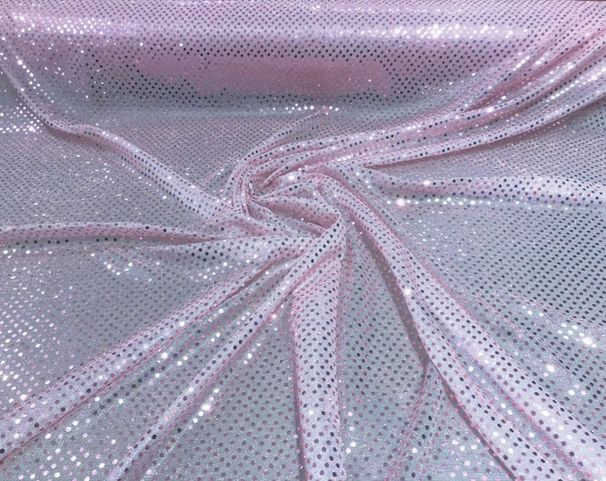 Pink 44/45" Wide Faux Sequin Light weight Knit Fabric Shiny Dot Confetti for Sewing Costumes Apparel Crafts Sold by The Yard.