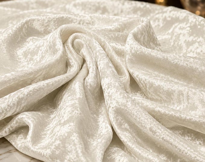 Ivory Crushed Velvet Fabric 58" Wide | Stretch Panne Velour for Apparel, Costumes & Cosplay | Sold By The Yard