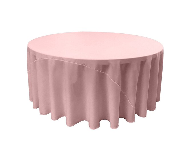 Blush Pink - Solid Round Polyester Poplin Tablecloth With Seamless.