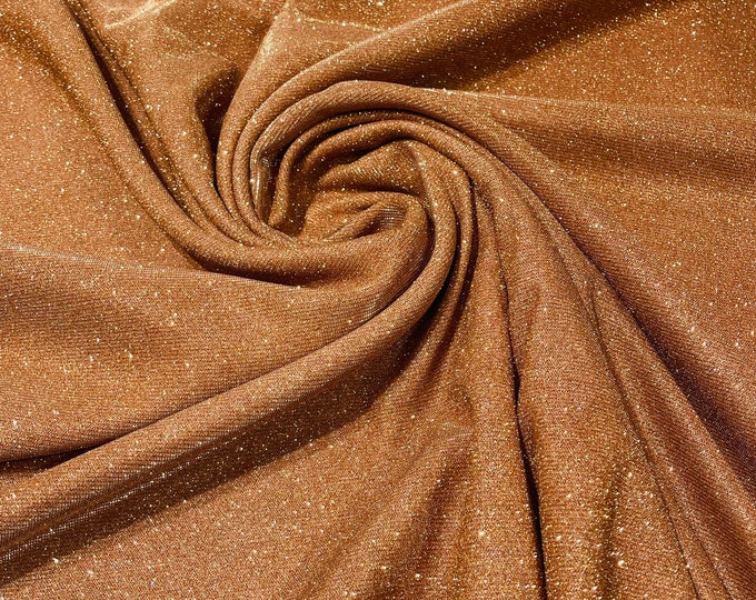 Cinnamon Stretch glitter shimmer 58” wide-Glimmer-Sparkling Fabric-Prom-Nightgown-Sold by the yard.