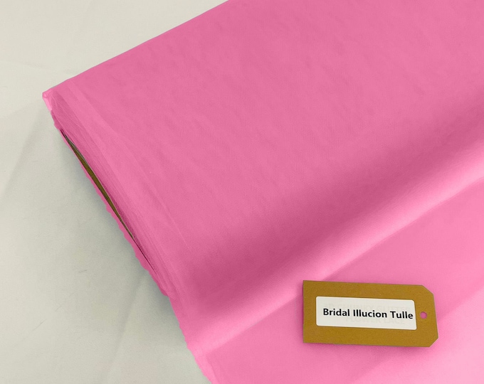 Hot Pink - Bridal Illusion Tulle 108"Wide X 50 Yards Polyester Premium Tulle Fabric Bolt, By The Roll.