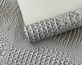 Fossil Brown Crocodile Vinyl, 3D Embossed Faux Leather Fabric by The Yard, 54" Wide