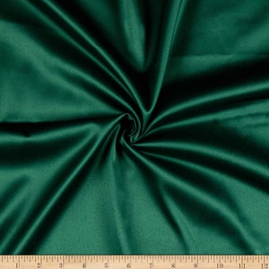 Hunter Green 95 Percent  Polyester 5% Spandex, 58 Inches Wide Matte Stretch L&#39;Amour Satin Fabric, Sold By The Yard.