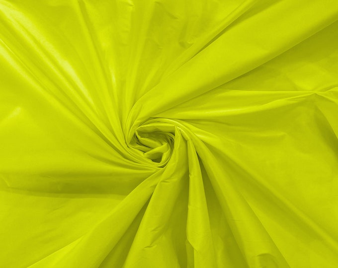 Neon Yellow 100% Polyester Imitation Silk Taffeta Fabric 55" Wide/Costume/Dress/Cosplay/Wedding.