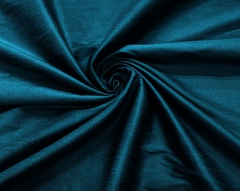 Teal Blue Polyester Dupioni Faux Silk Fabric/ 55” Wide/Wedding Fabric/Home Decor.